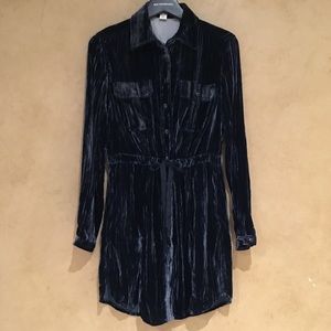 Coldwater Creek XS Shirtdress Blue Crushed Velvet